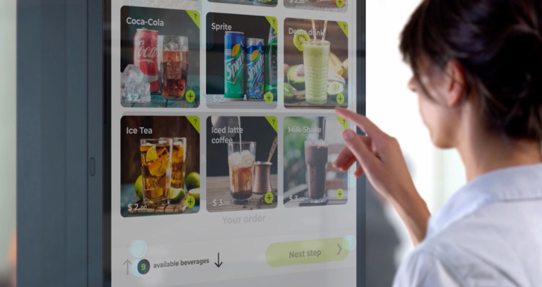 User in front of touchscreen